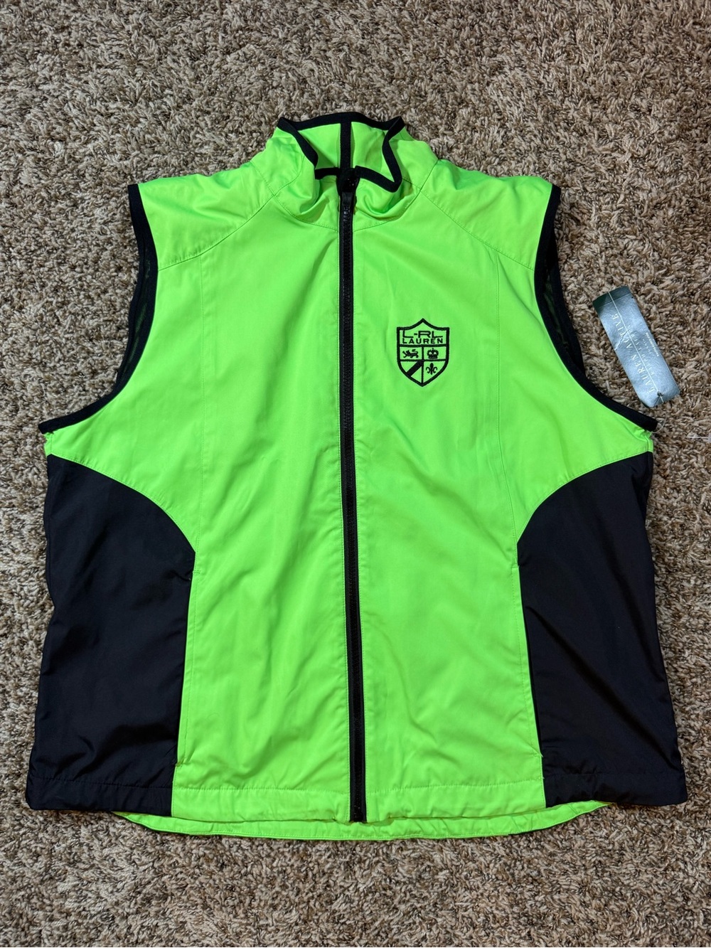 Ralph Lauren Neon Green and Black Zip Vest